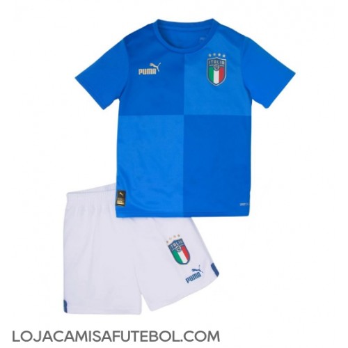 Camisa de Futebol Itália Equipamento Principal Infantil 2022 Manga Curta (+ Calças curtas)